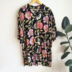VTG Polo Ralph Lauren Mens Clayton Button Up Shirt XXL Rayon Floral Tropical